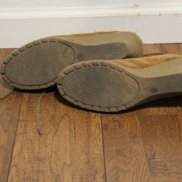 Suede Tan Wedge Lace Up Boots Wedges 10 - Picture 3 of 4